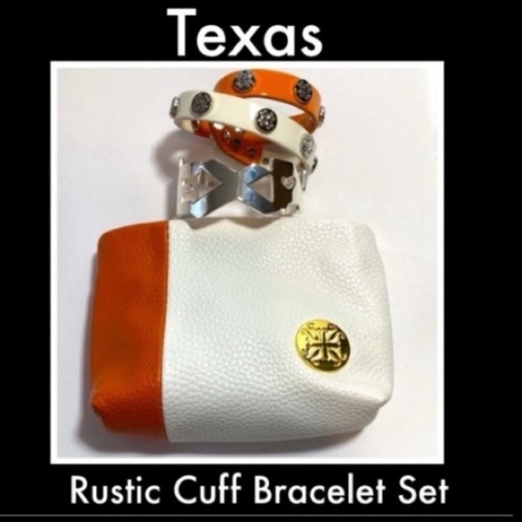 Rustic Cuff Texas Longhorns Bracelet Set With Matching Bag - Picture 10 of 14